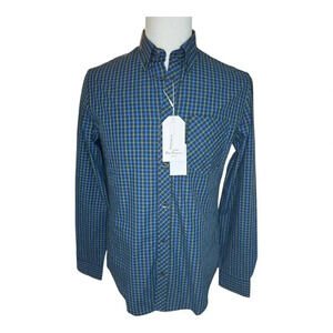 NEW Ben Sherman Men's‎ Small Emerald Green Check Long Sleeve Button-Down Shirt